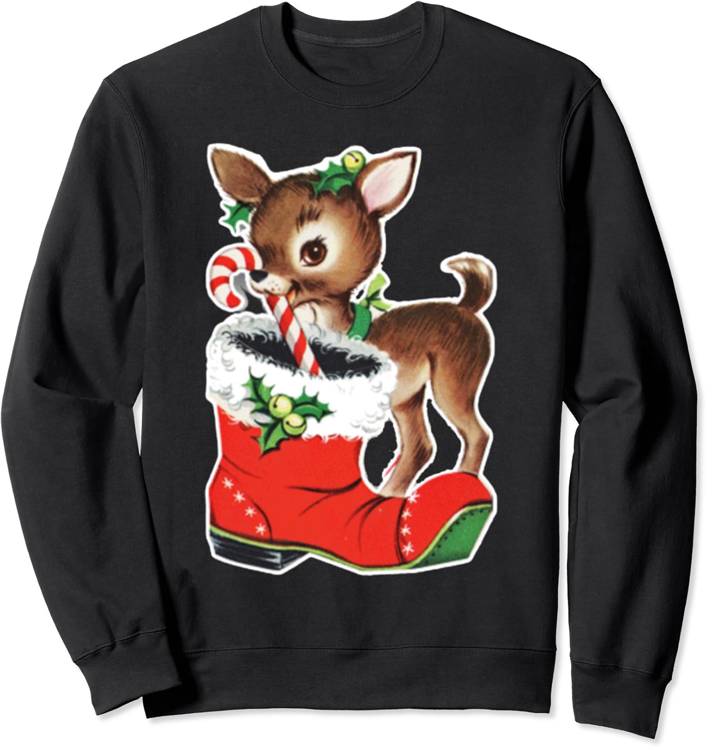 Retro Vintage Cute Reindeer Holiday Sweatshirt Clothing